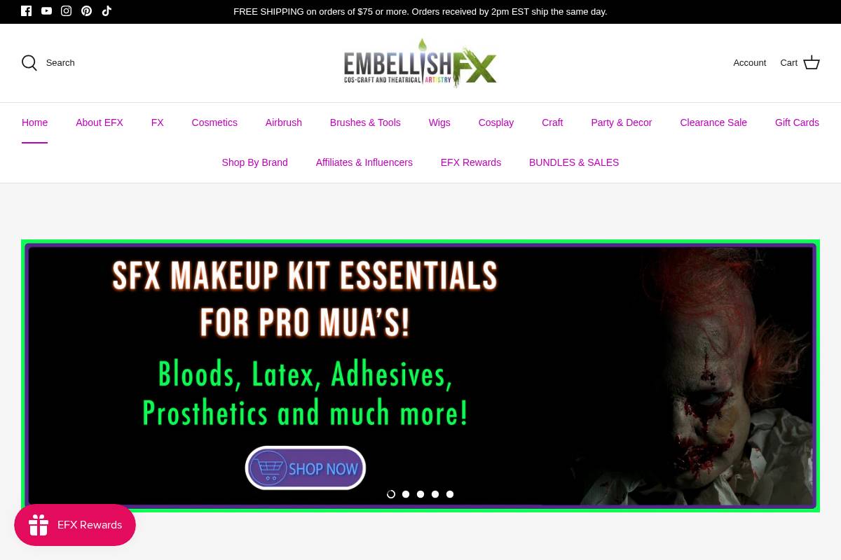 Embellish FX homepage screenshot