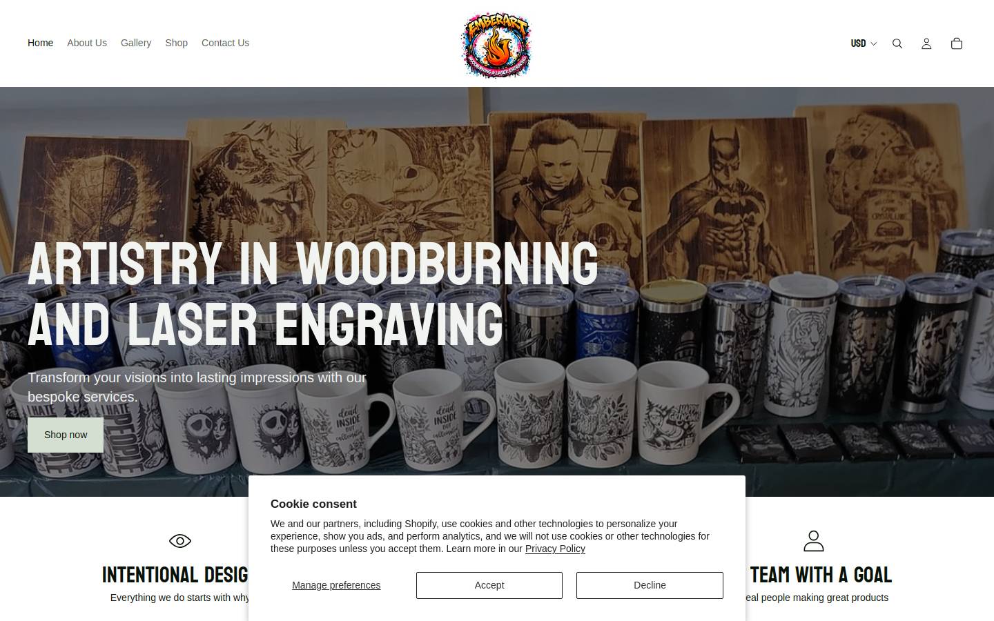 emberart.net homepage screenshot