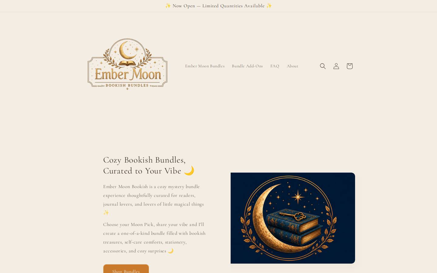 embermoonbookish.com homepage screenshot