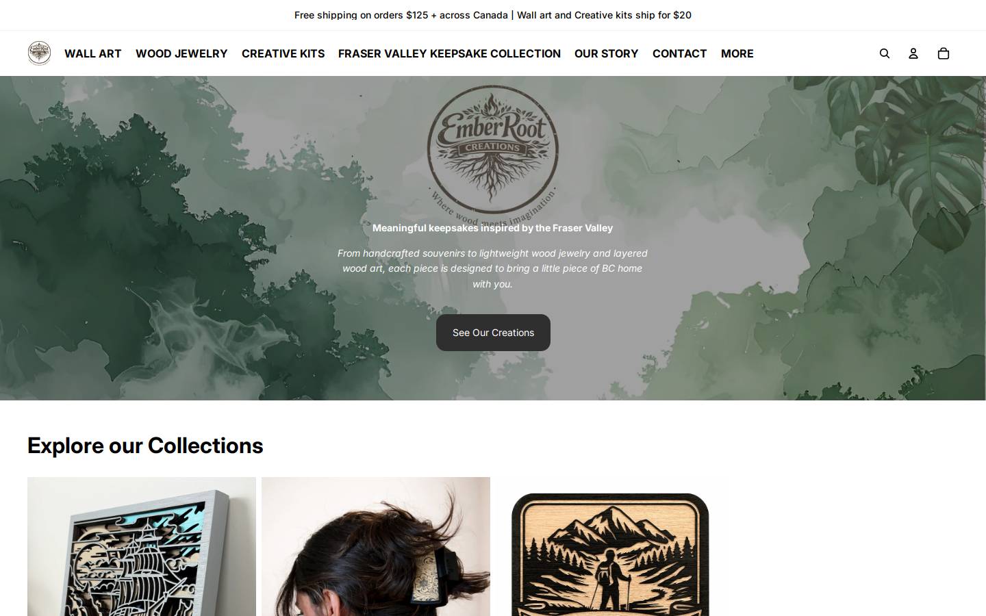 emberrootcreations.com homepage screenshot