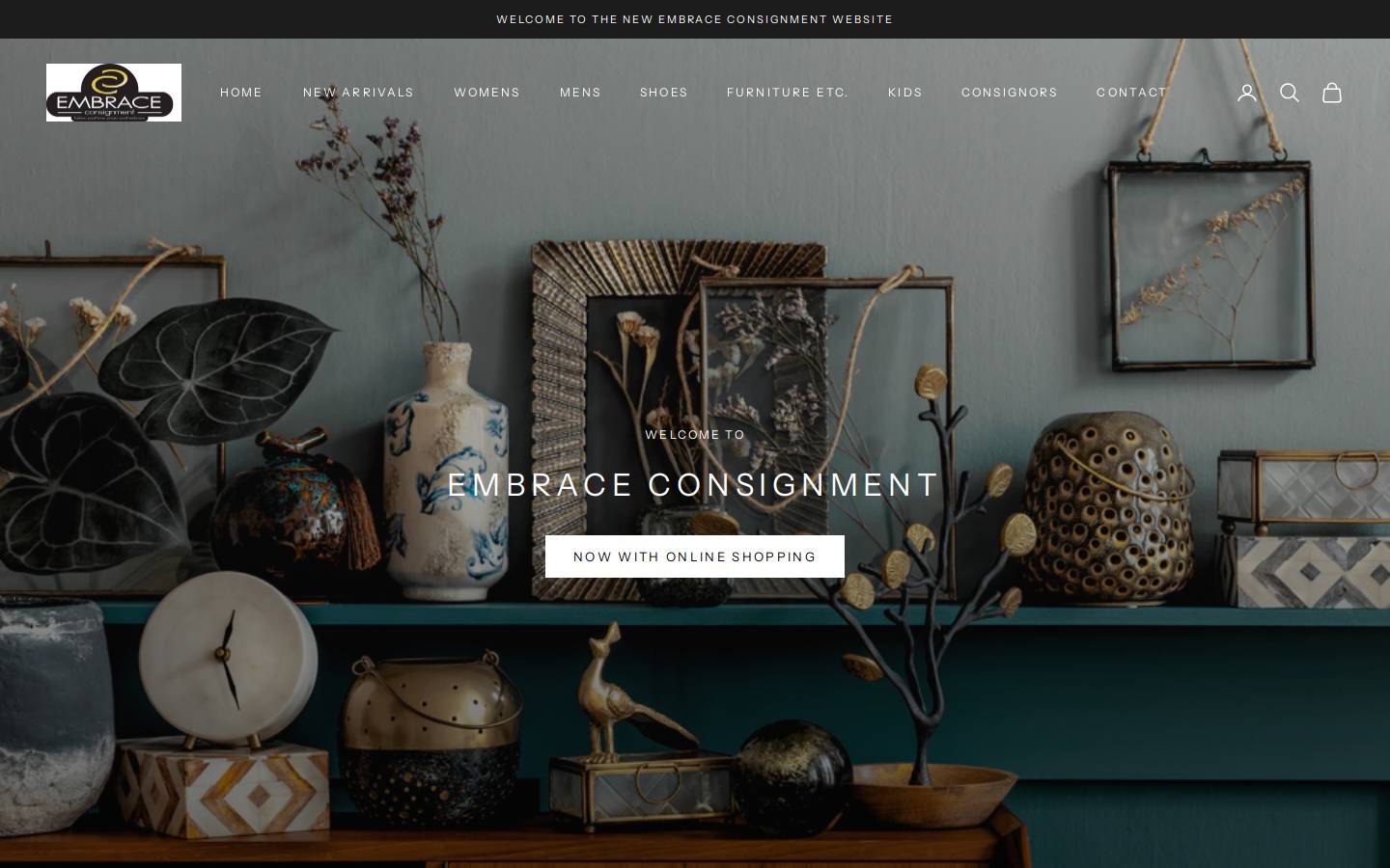 embraceconsignment.com homepage screenshot