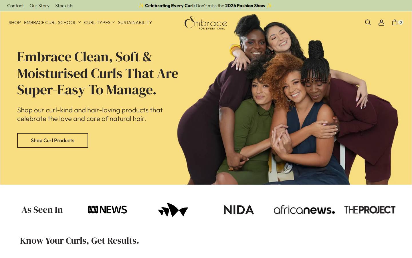 embraceforeverycurl.com homepage screenshot