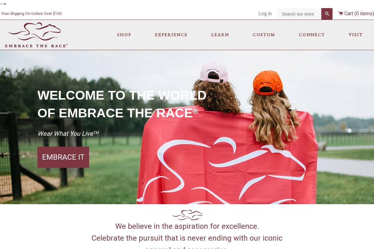 embracetherace.com homepage screenshot