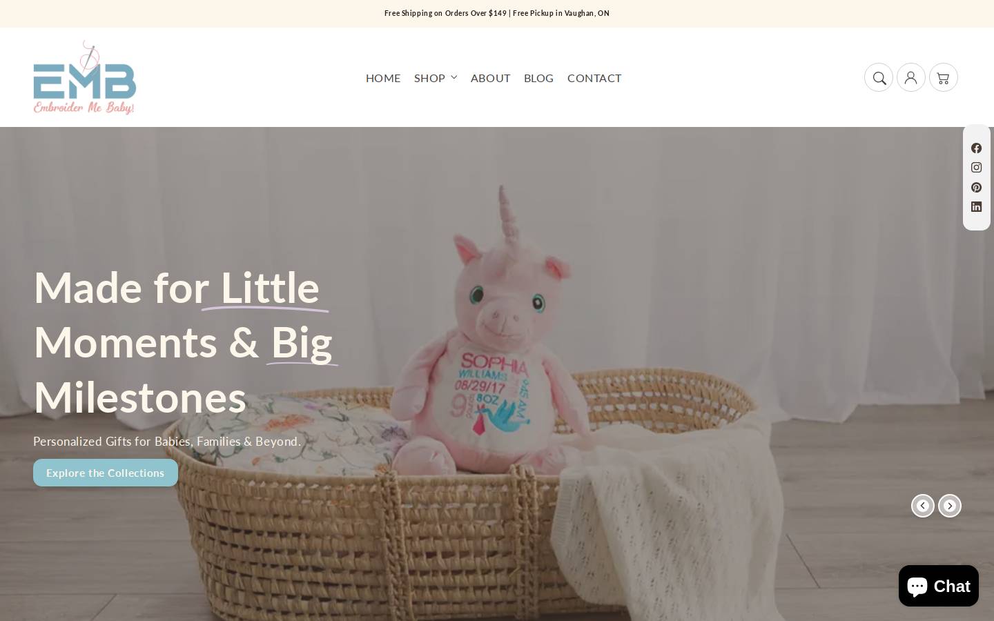 embroidermebaby.com homepage screenshot