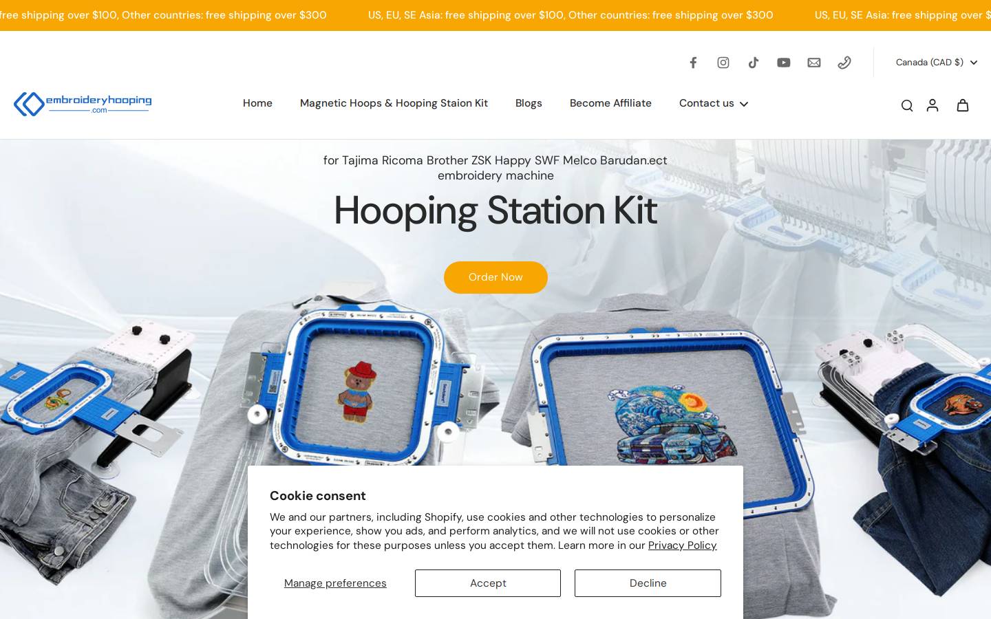 embroideryhooping.com homepage screenshot