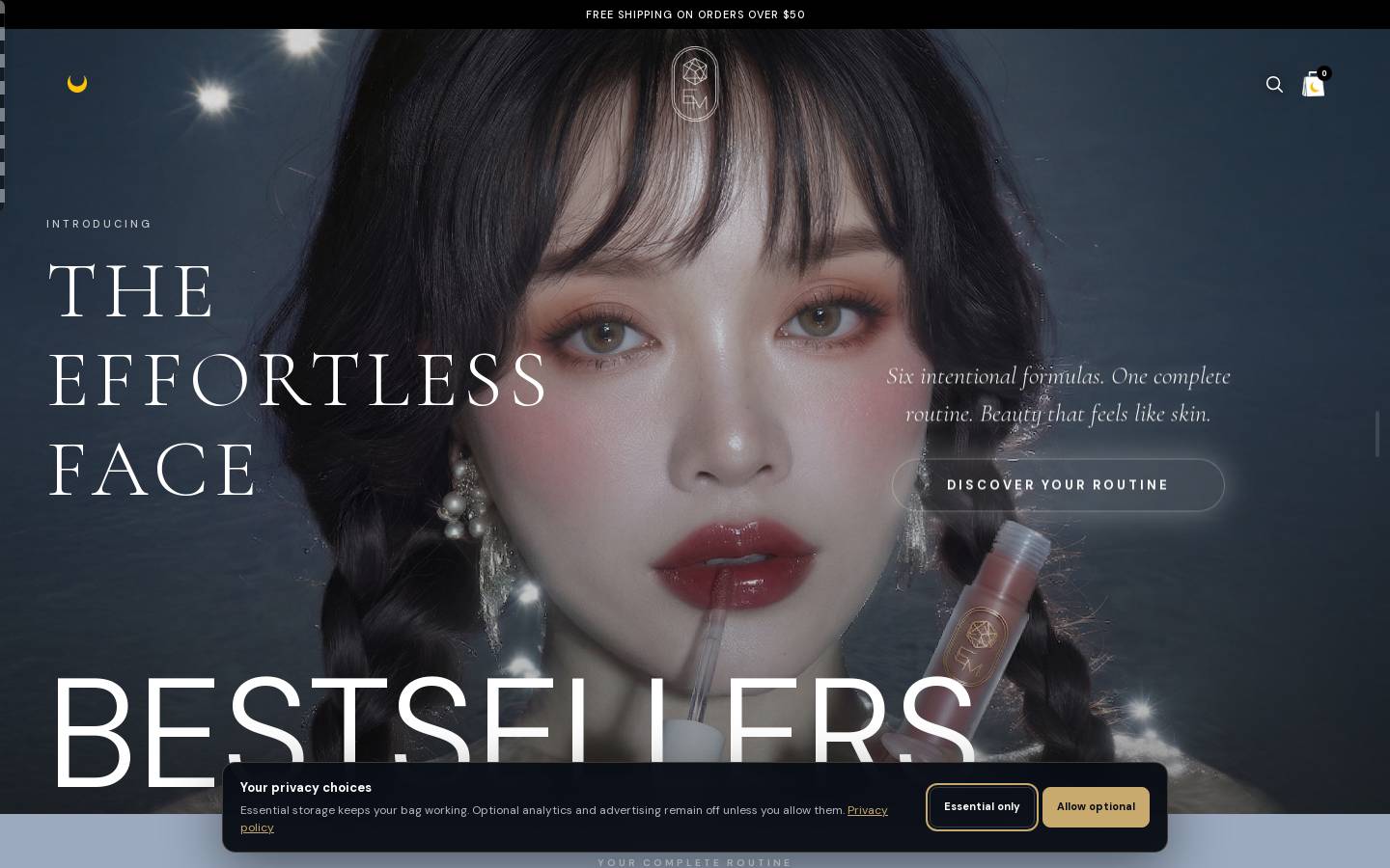 EM Cosmetics homepage screenshot
