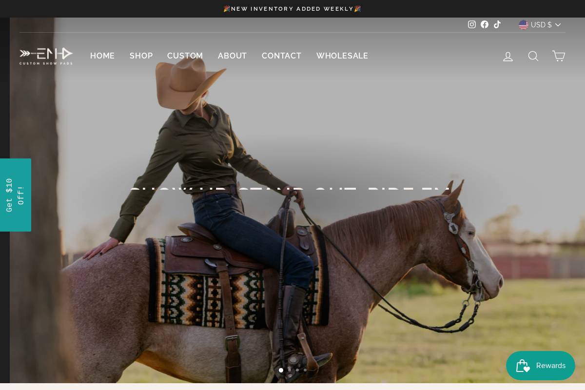 emcustomshowpads.com homepage screenshot