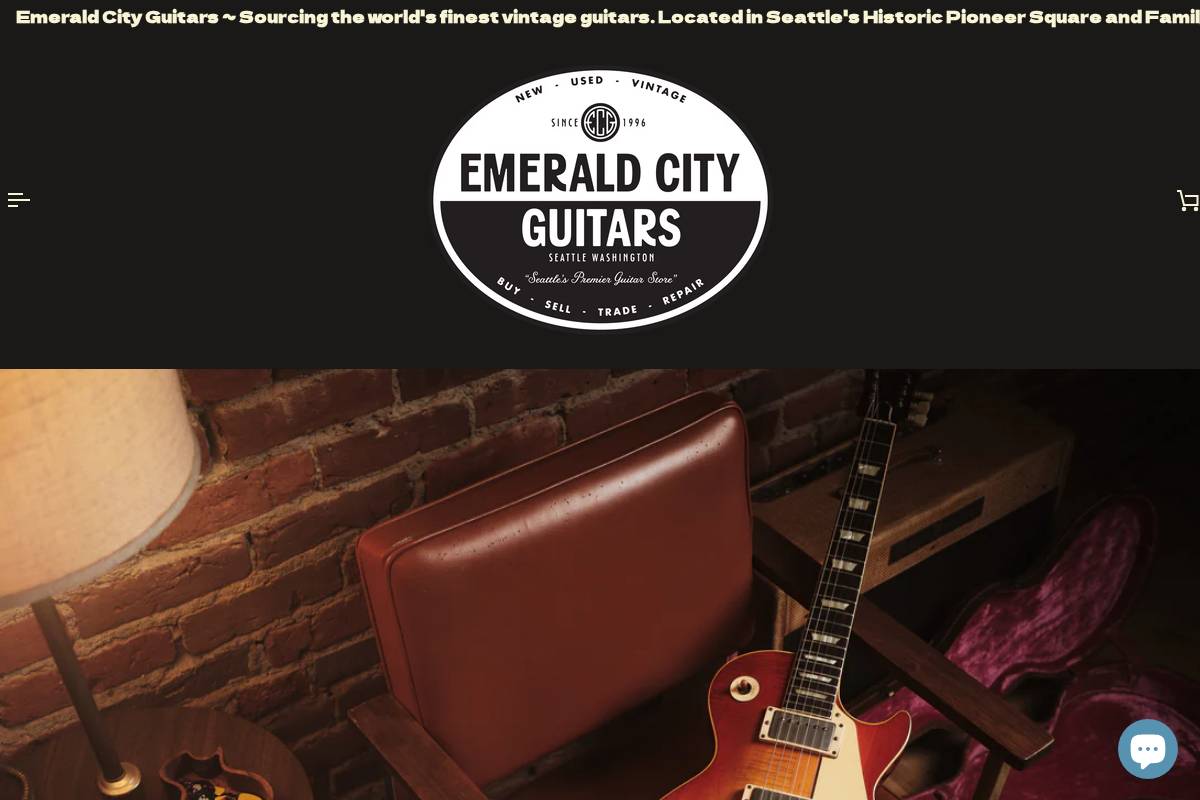 emeraldcityguitars.com homepage screenshot