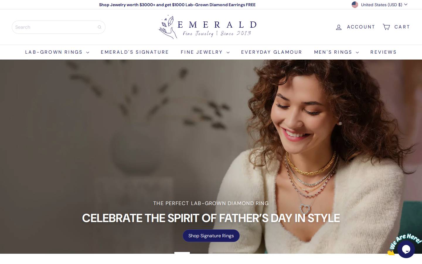 Emerald Fine Jewelry homepage screenshot