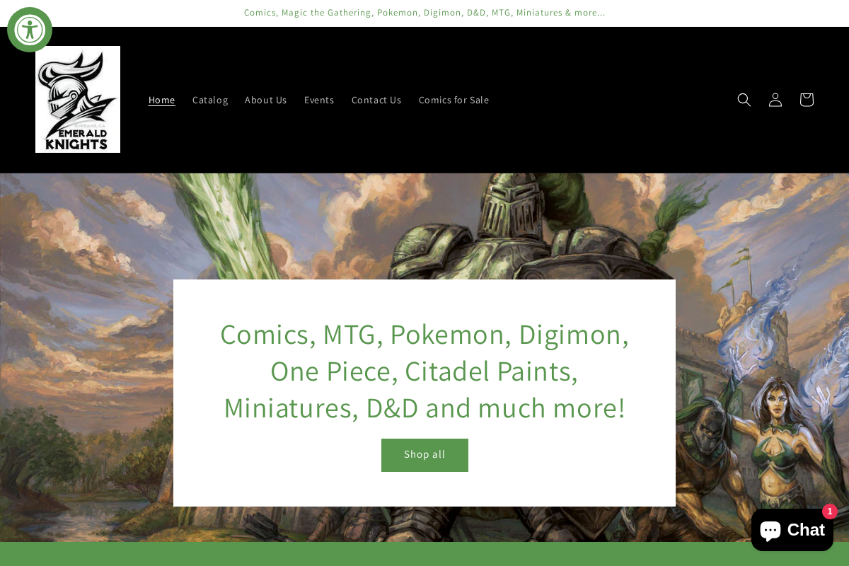 Emerald Knights homepage screenshot