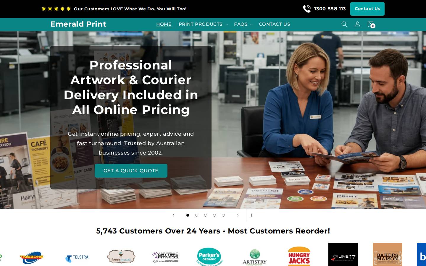 emeraldprint.com.au homepage screenshot