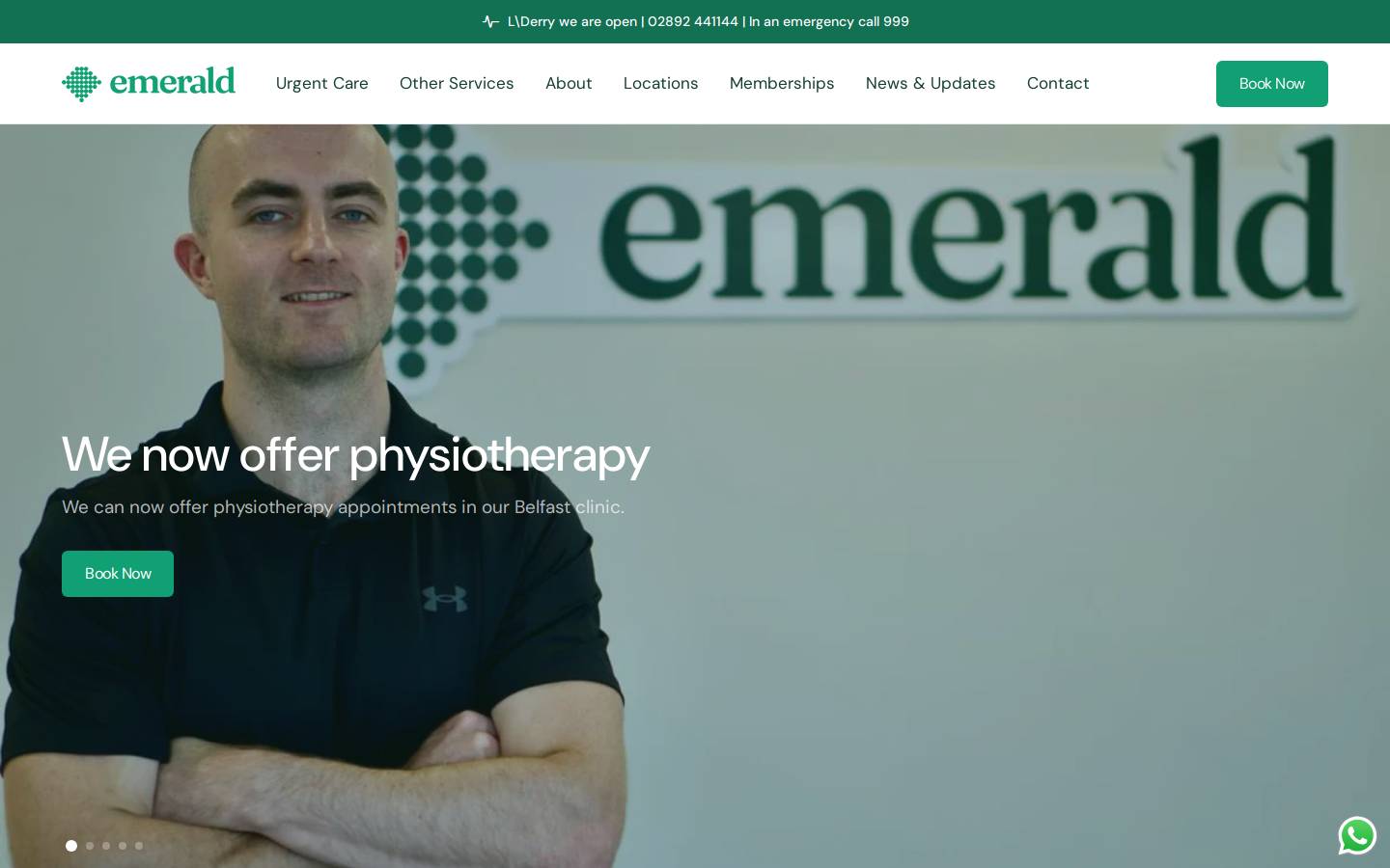 emeraldurgentcare.com homepage screenshot