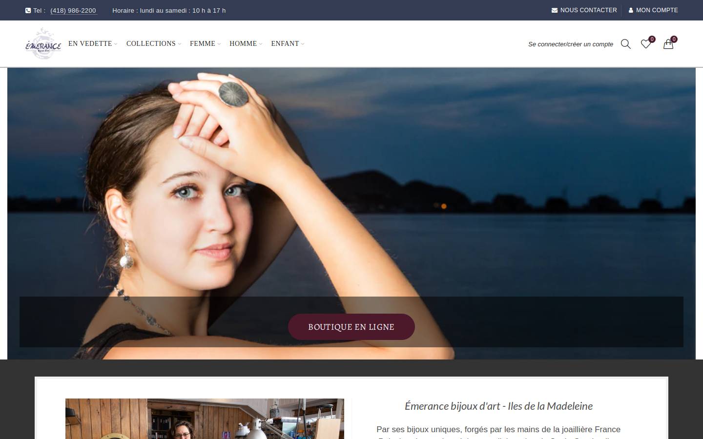 emerancebijoux.com homepage screenshot