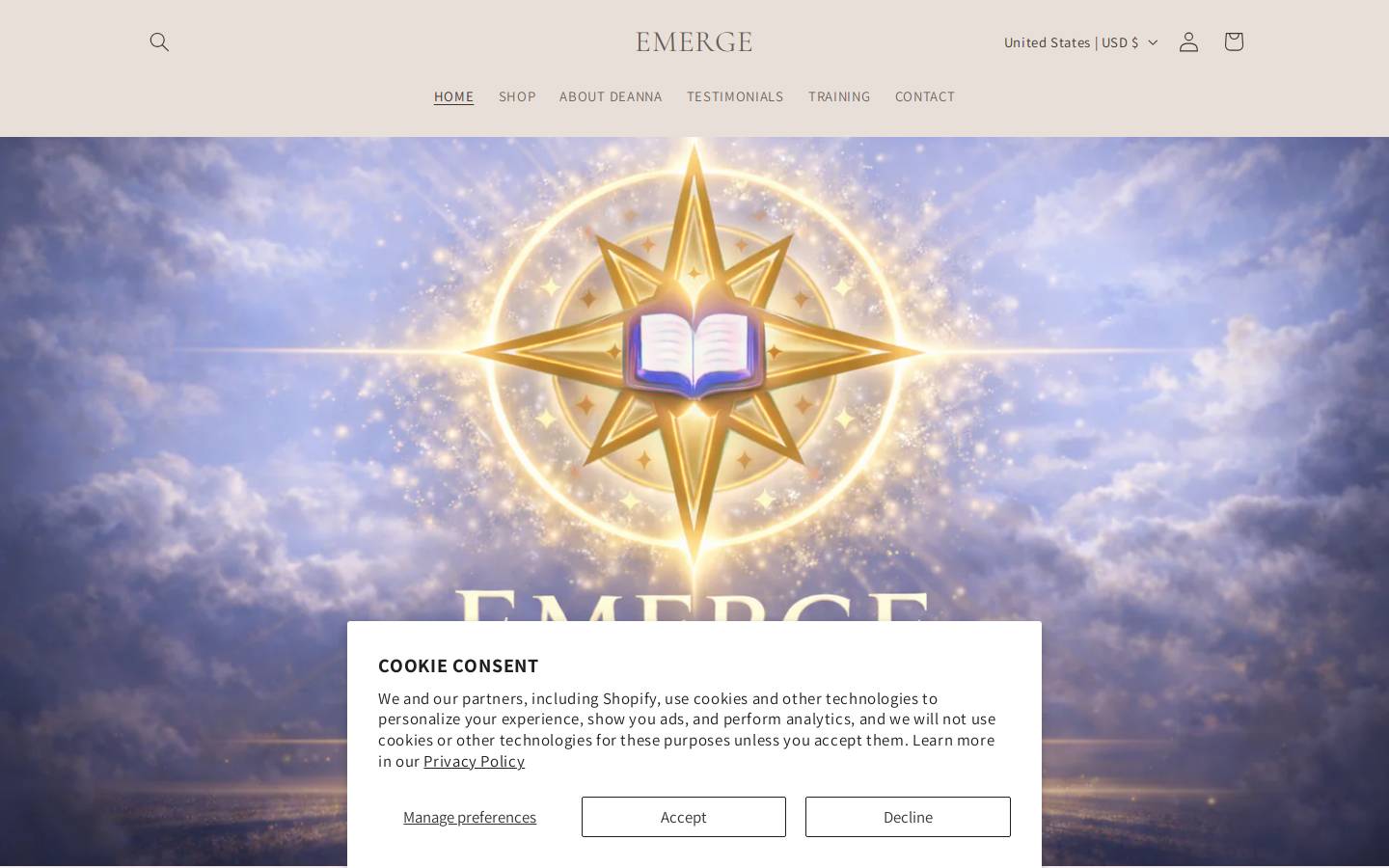 emergeteachings.com homepage screenshot