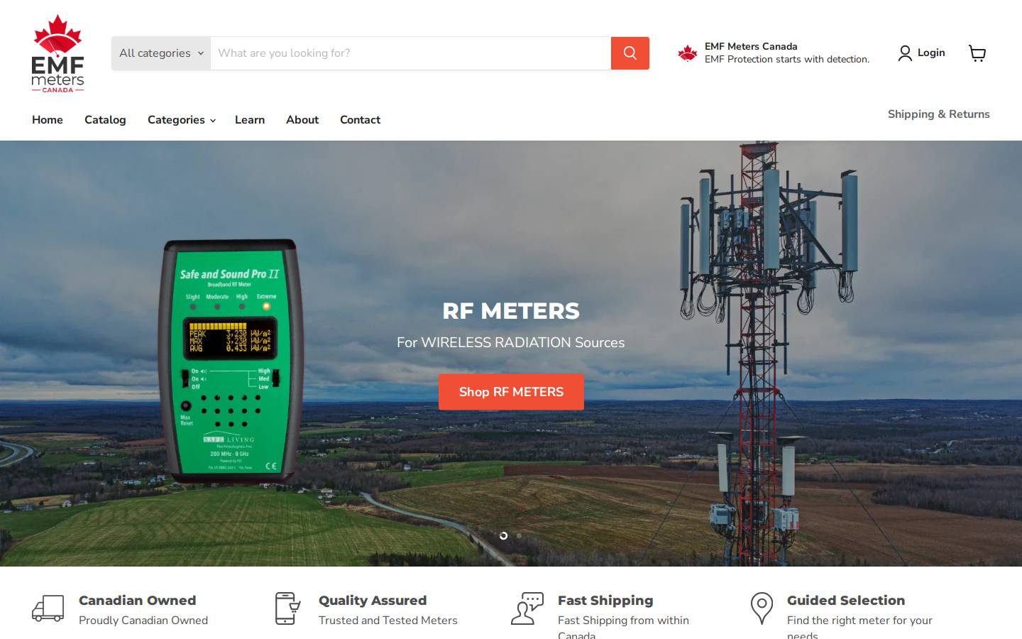emfmeters.ca homepage screenshot
