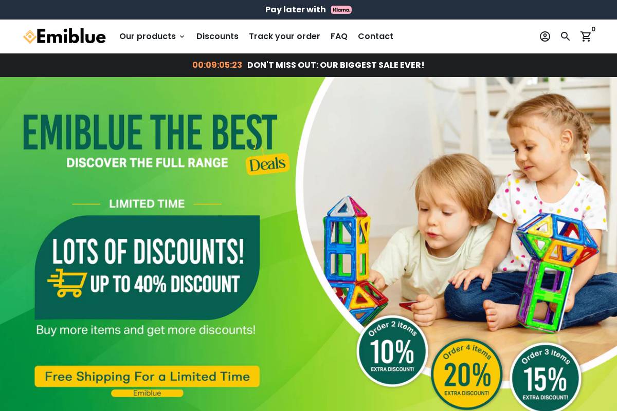 Emiblue homepage screenshot