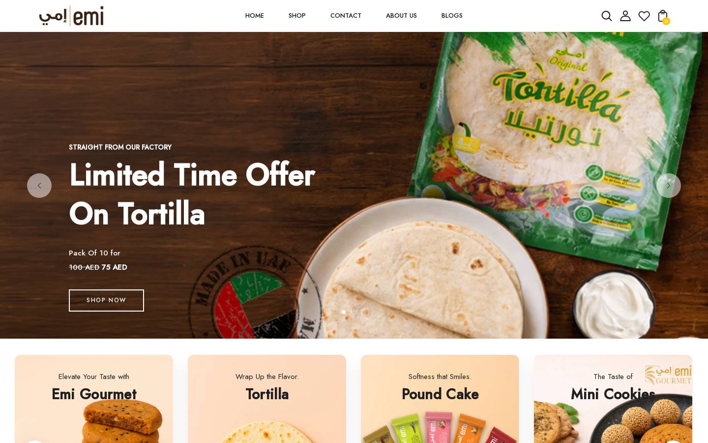 emifood.com homepage screenshot