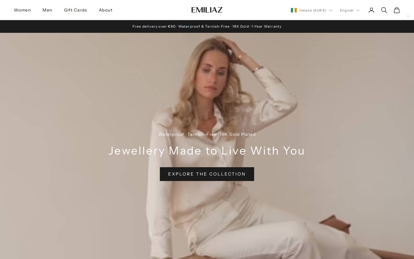 EMILIAZ JEWELLERY homepage screenshot