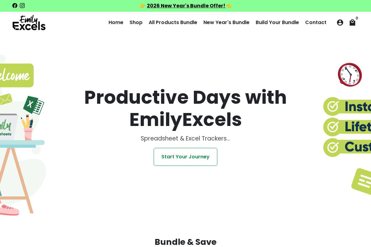 emilyexcels.com homepage screenshot