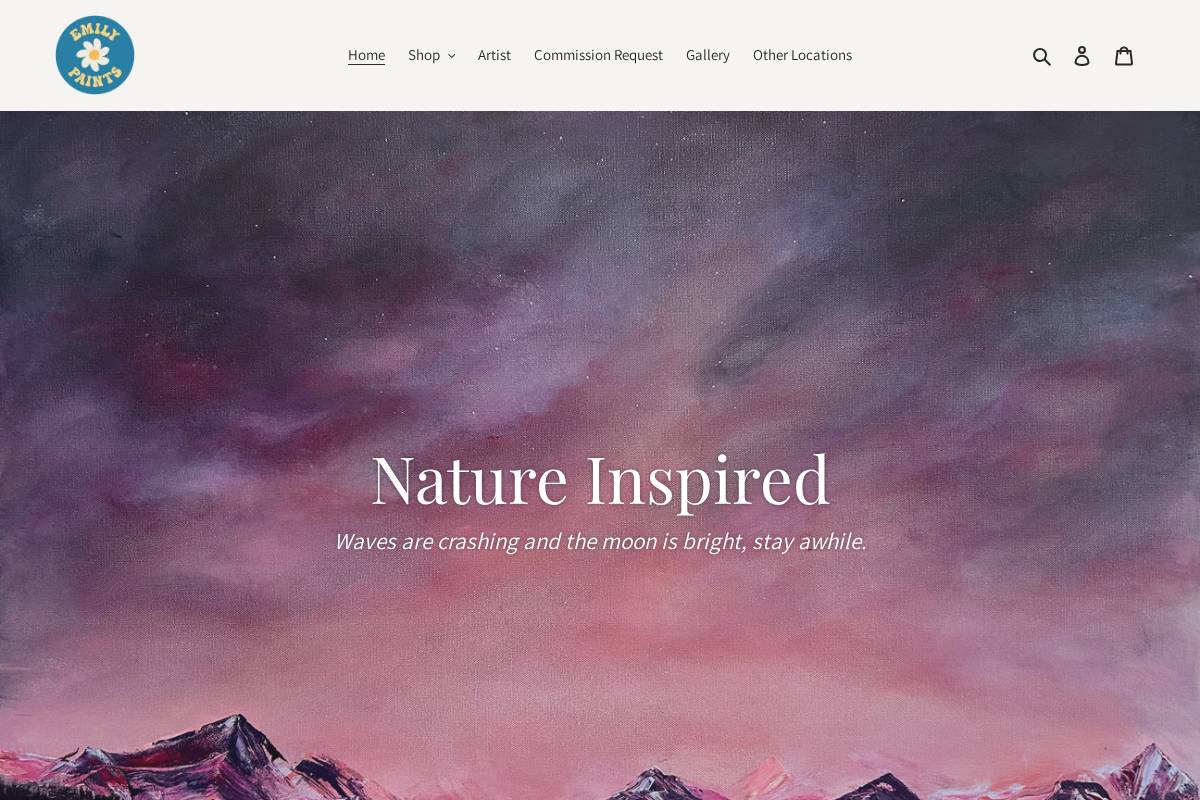 emilypaints.ca homepage screenshot