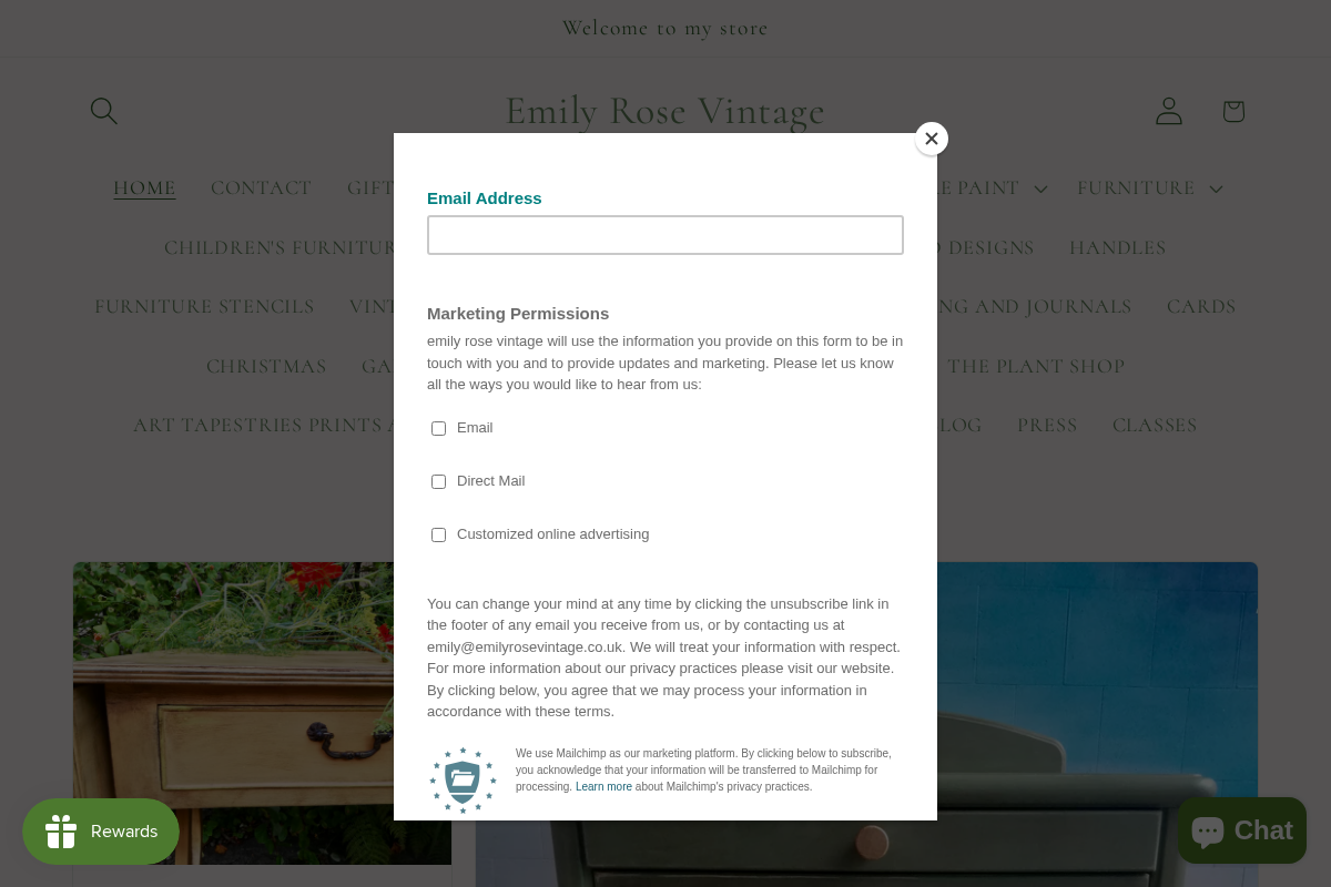 emilyrosevintage.co.uk homepage screenshot