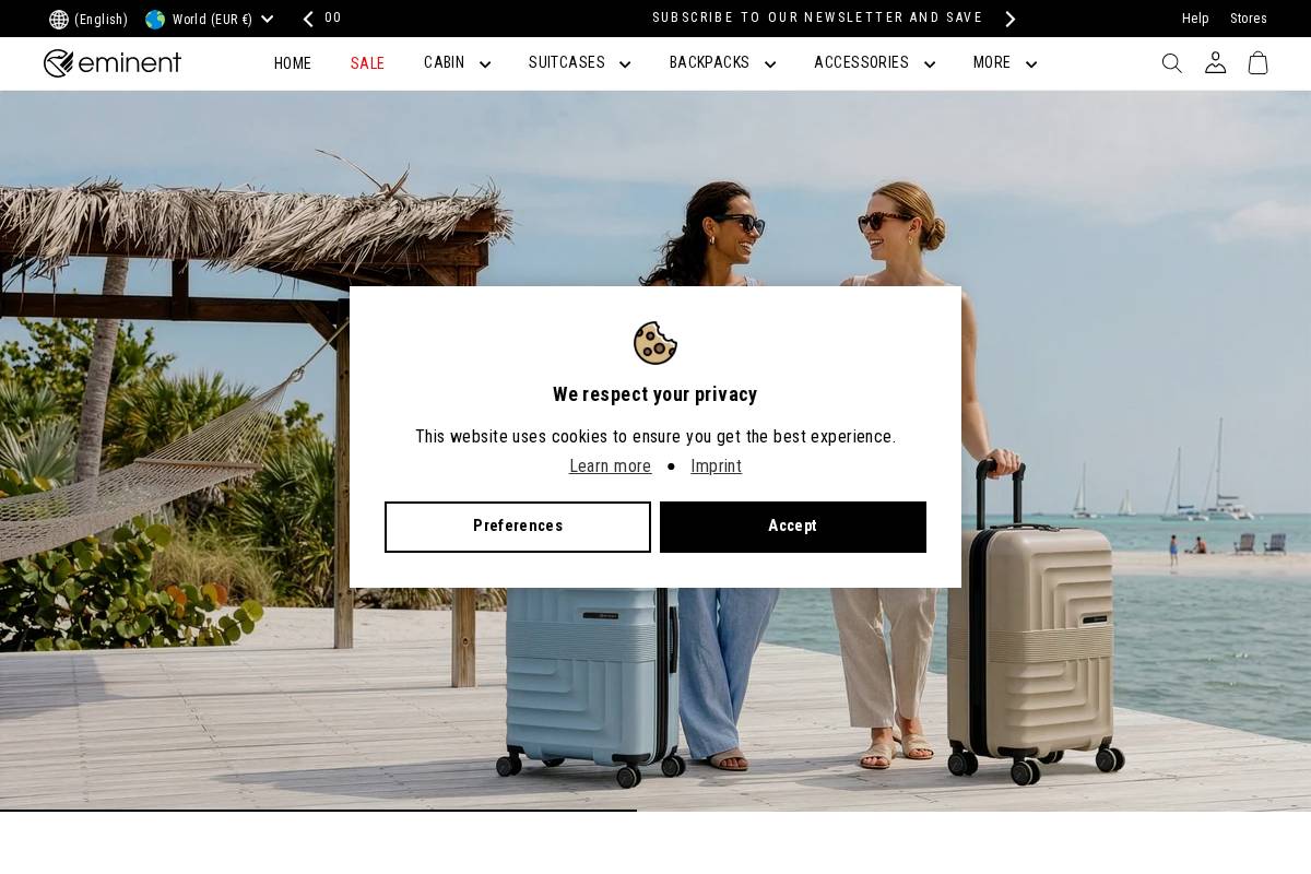 EMINENT LUGGAGE homepage screenshot