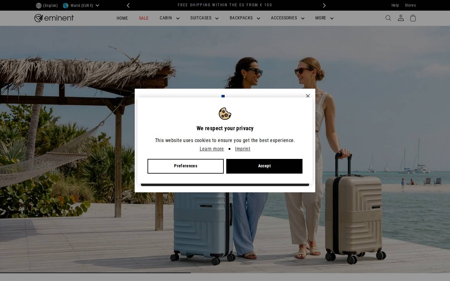 EMINENT LUGGAGE homepage screenshot