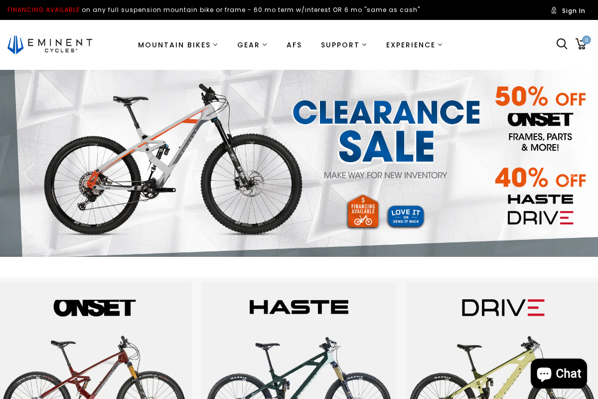 eminentcycles.com homepage screenshot