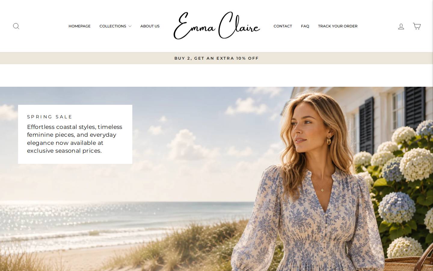 emmaclaire-hamptons.com homepage screenshot