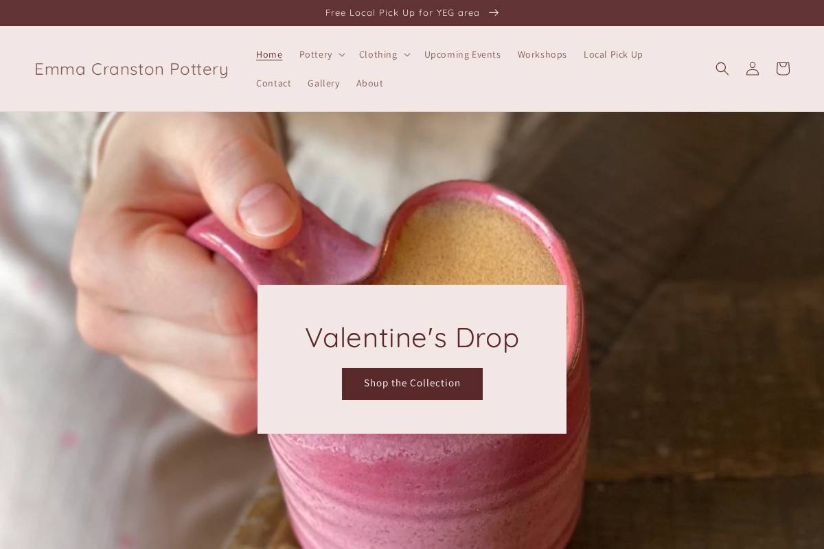 emmacranstonpottery.ca homepage screenshot