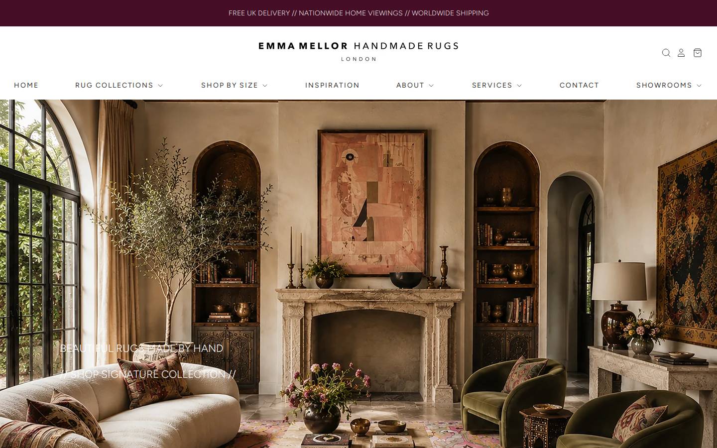 Emma Mellor Handmade Rugs homepage screenshot