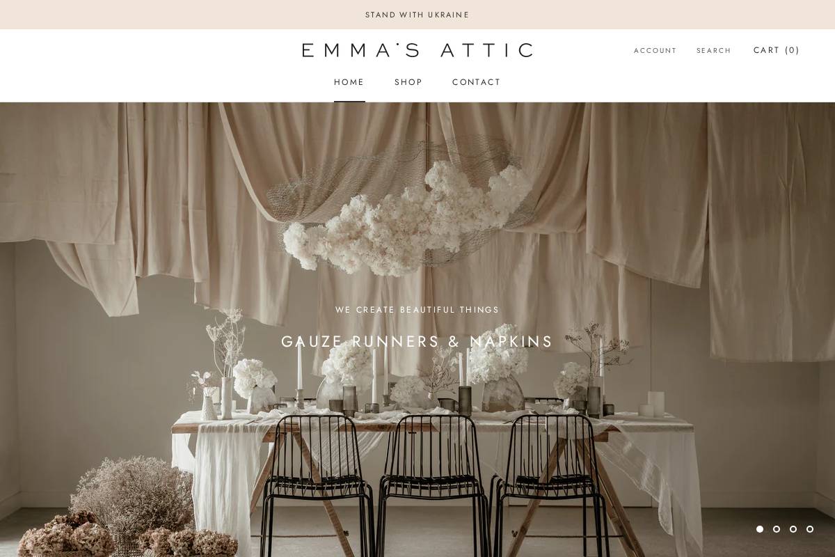 emmasatticstudio.com homepage screenshot