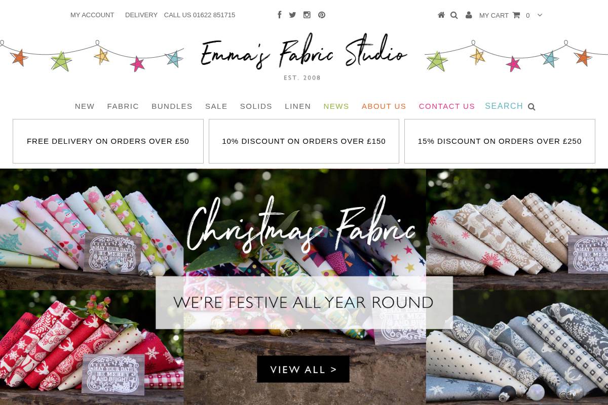emmasfabricstudio.co.uk homepage screenshot