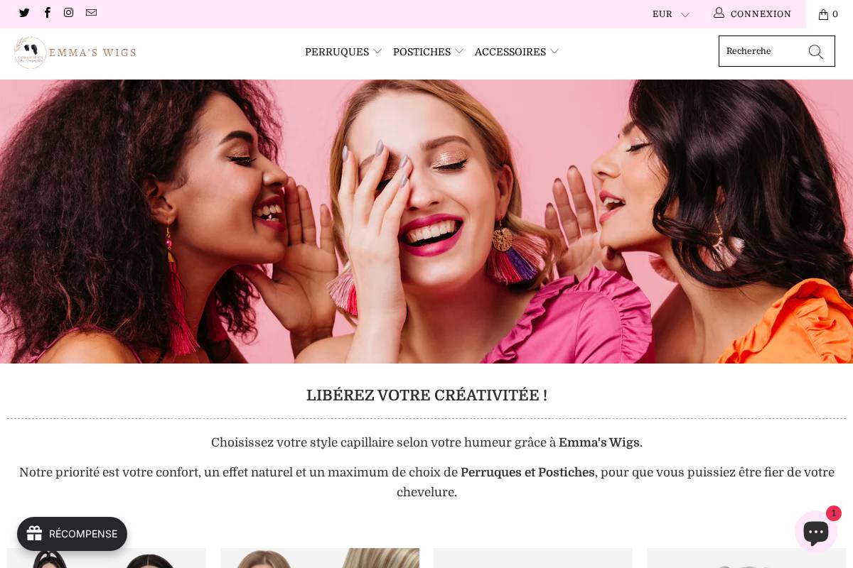 emmaswigs.com homepage screenshot