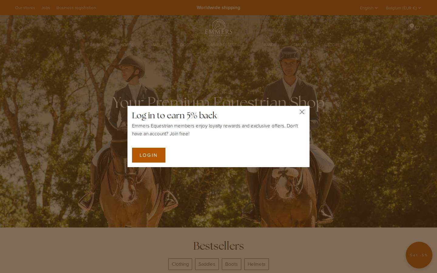 Emmers Equestrian homepage screenshot