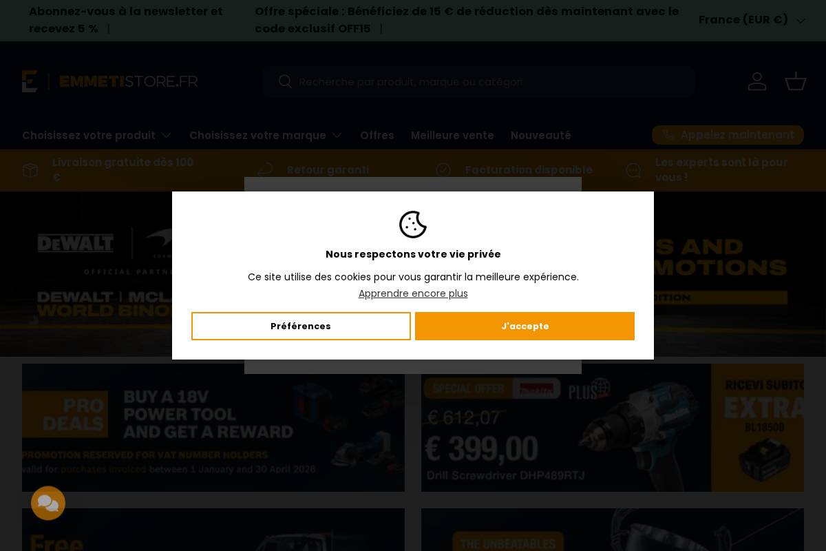 Emmeti Store FR homepage screenshot