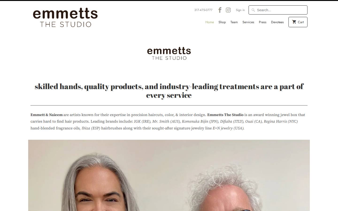 emmettsthestudio.com homepage screenshot