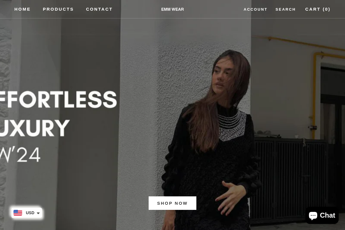 Emmwear homepage screenshot