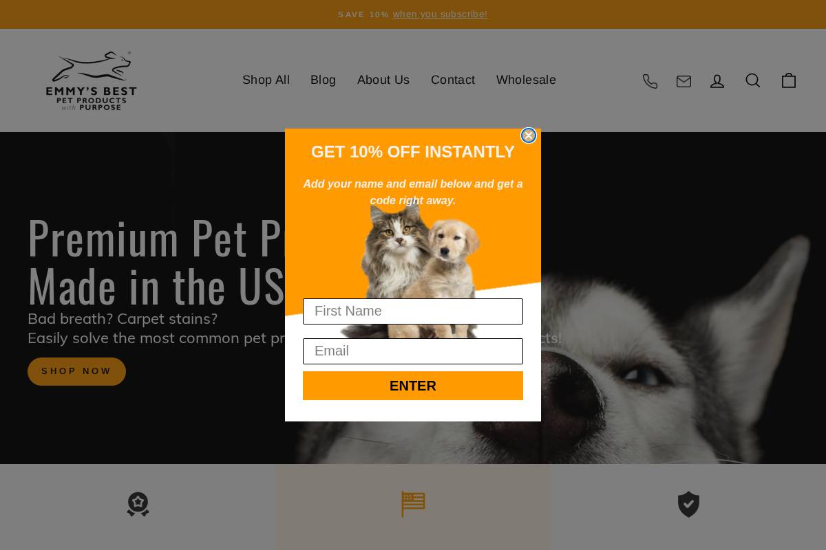 emmysbestpets.com homepage screenshot