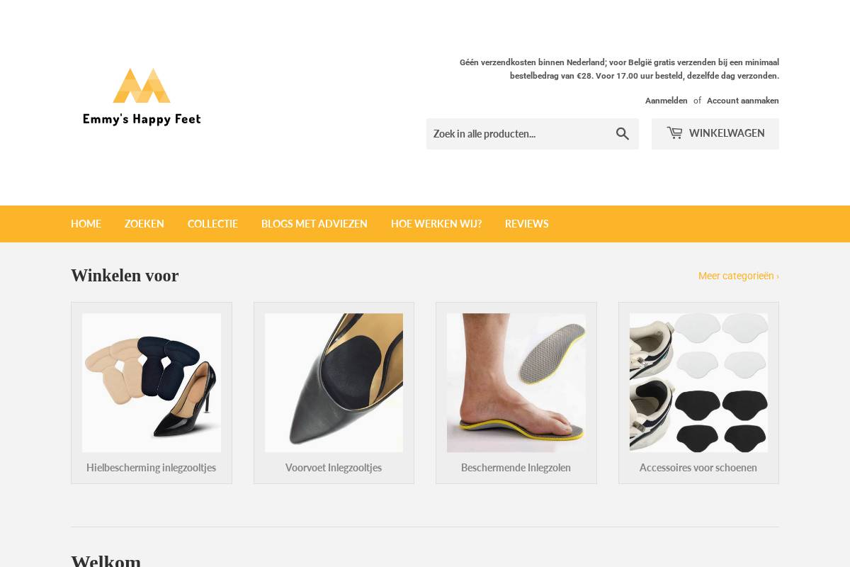 emmyshappyfeet.nl homepage screenshot