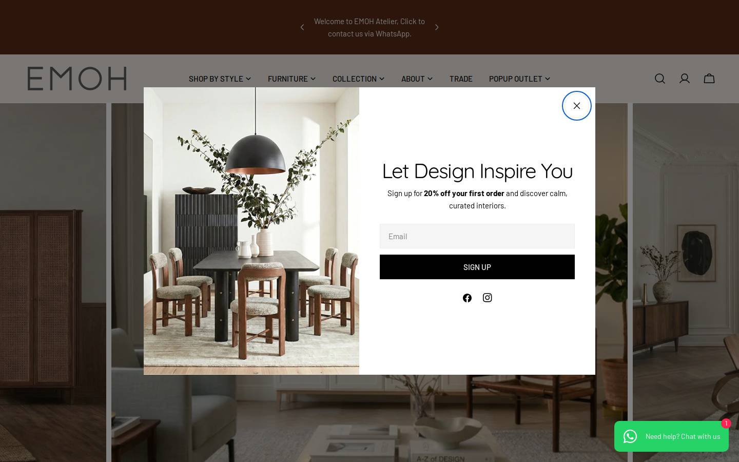 emohfurniture.com homepage screenshot