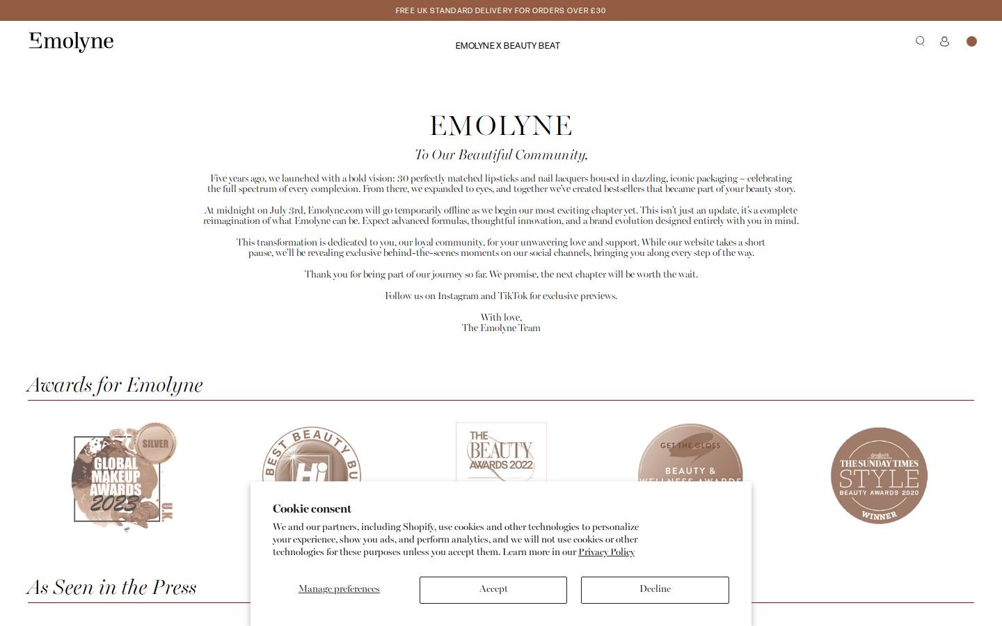 Emolyne homepage screenshot
