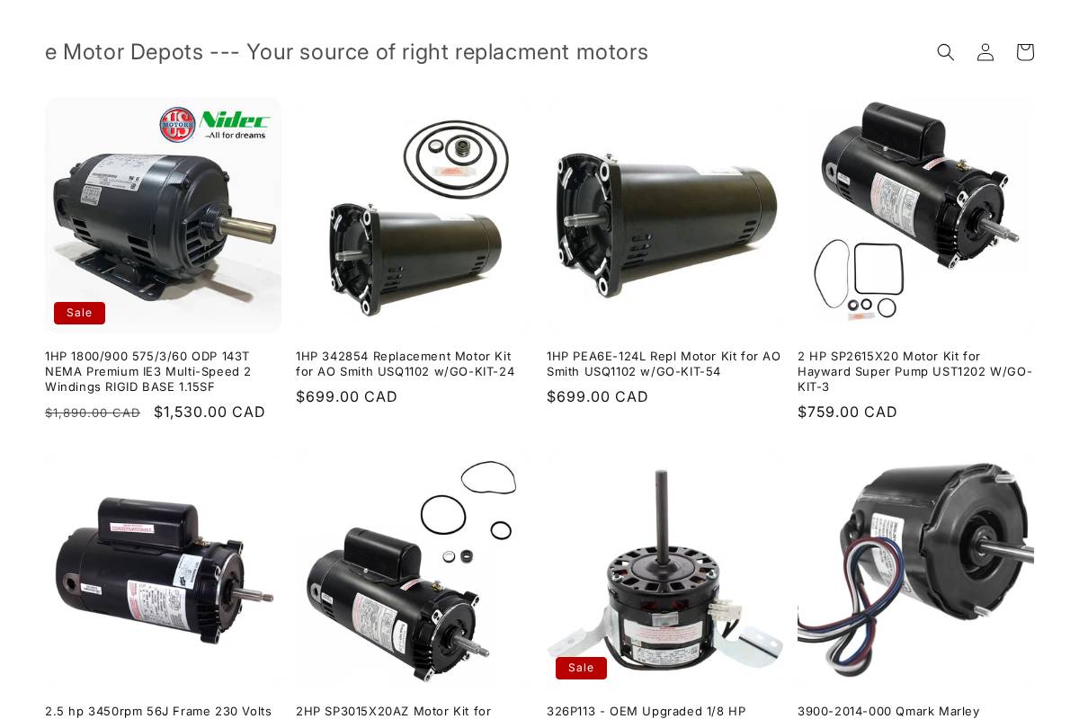 emotordepots.com homepage screenshot