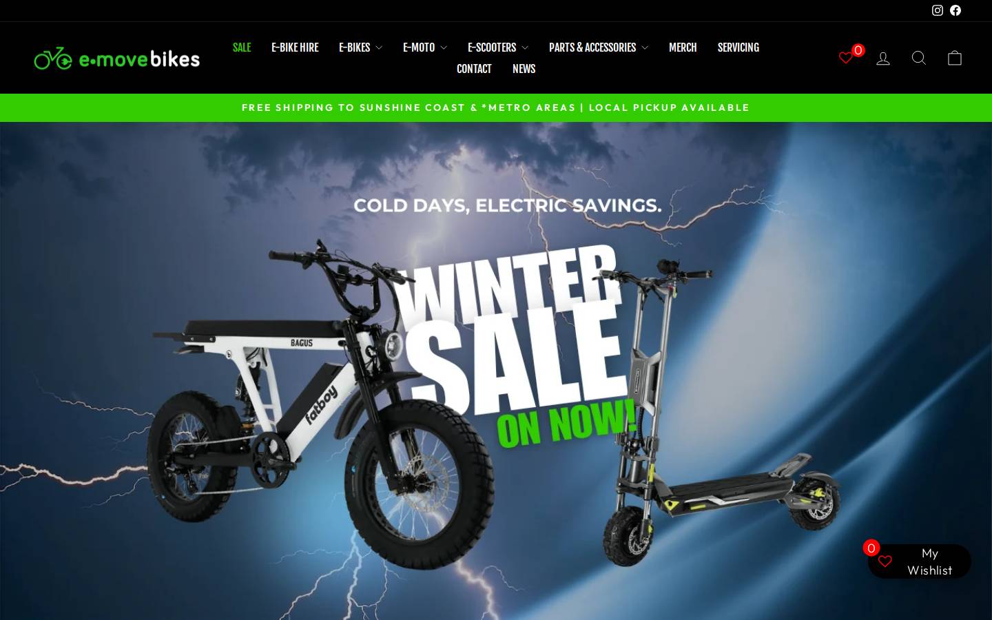 emovebikes.com.au homepage screenshot