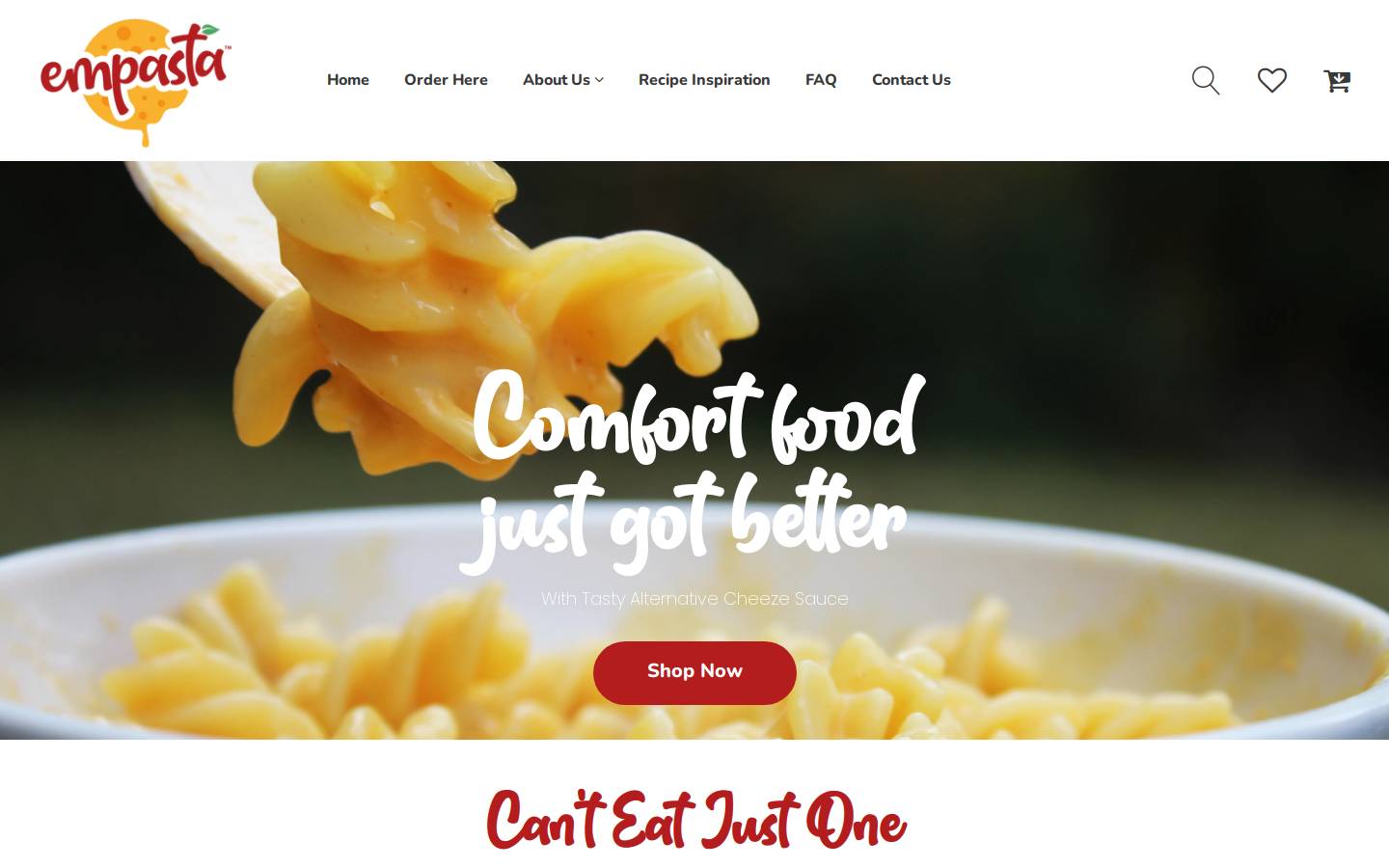 empastafood.com homepage screenshot