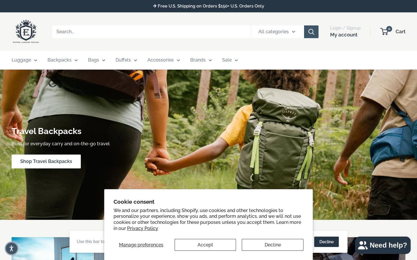 empireluggagecenter.com homepage screenshot