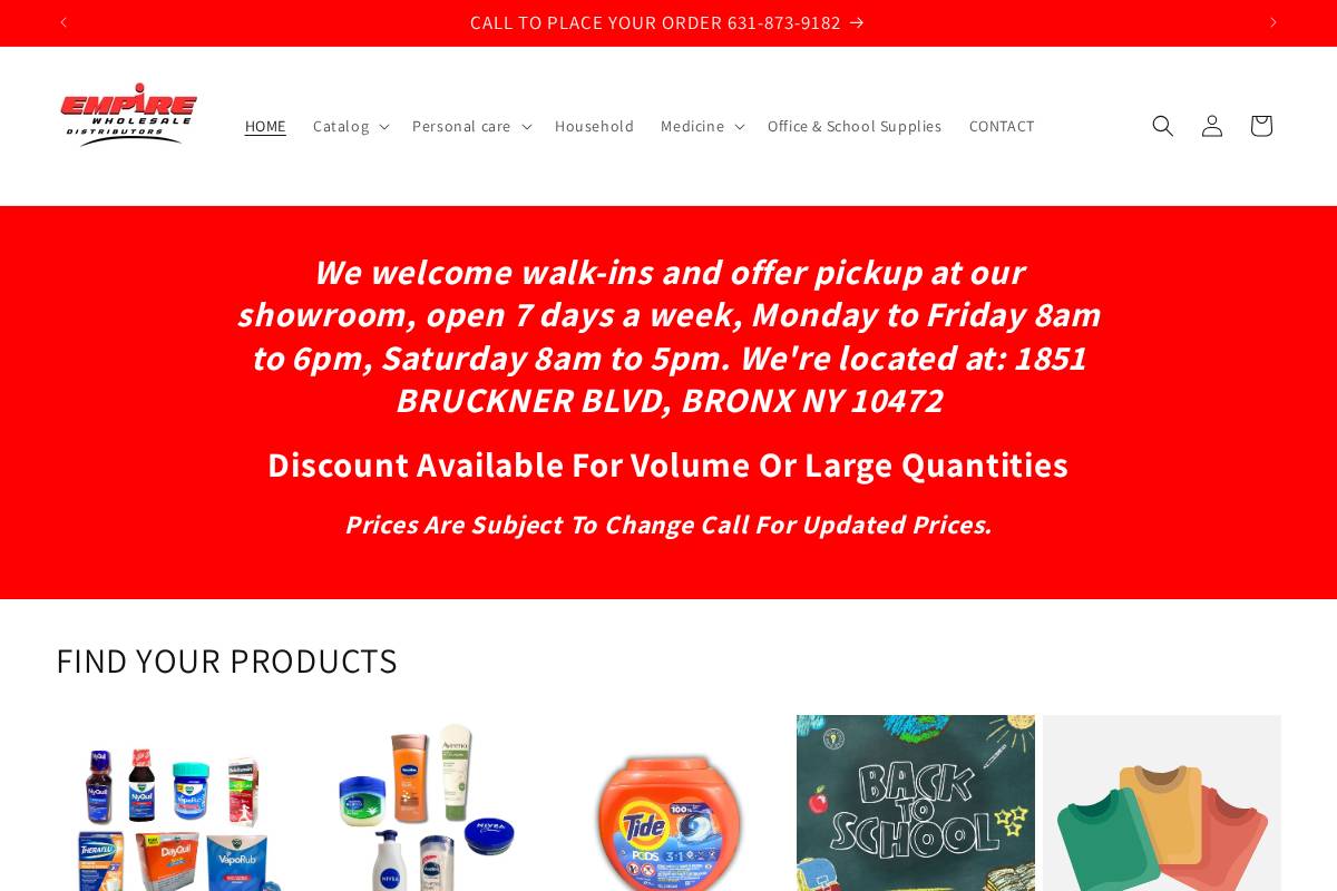 Empirewholesaledist homepage screenshot