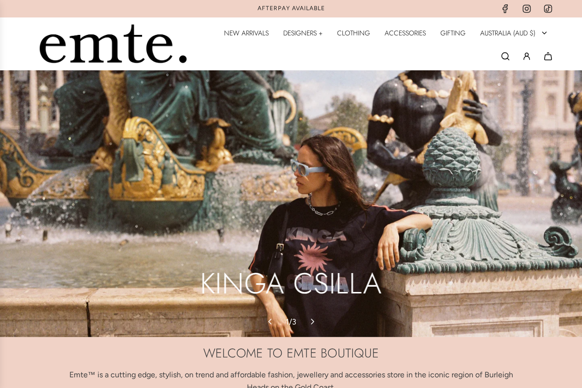 emteboutique.com homepage screenshot