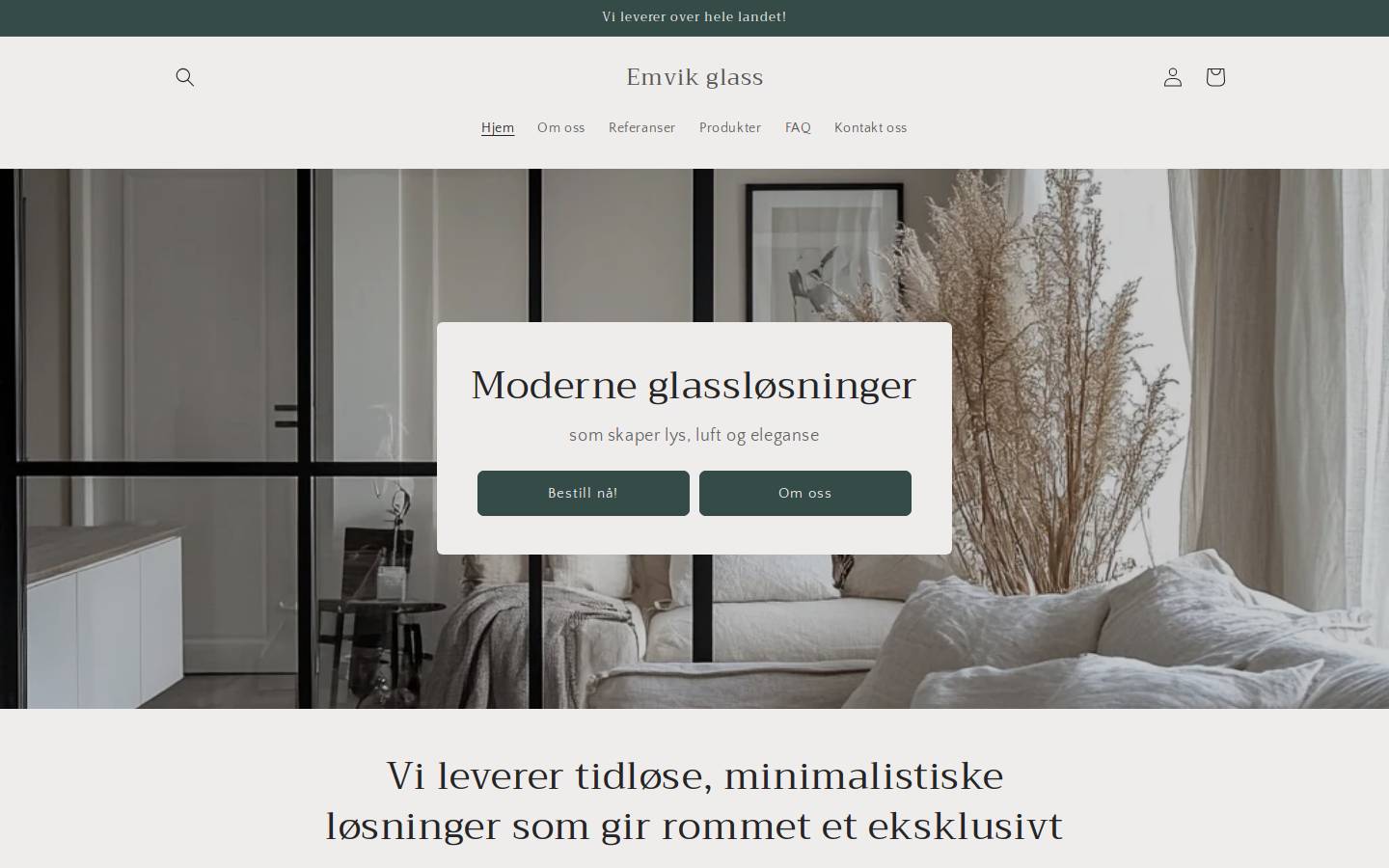 Emvik glass homepage screenshot
