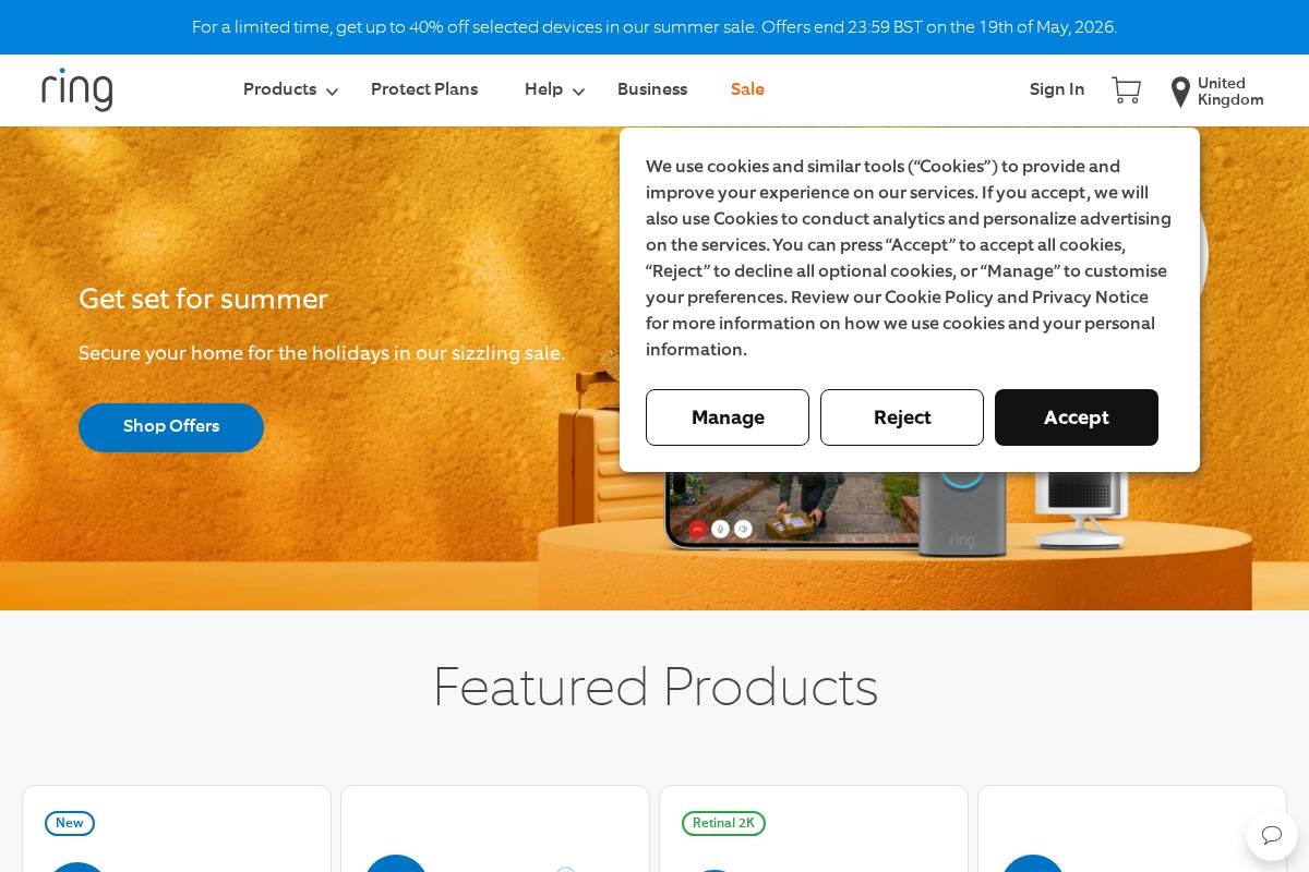 Ring UK homepage screenshot